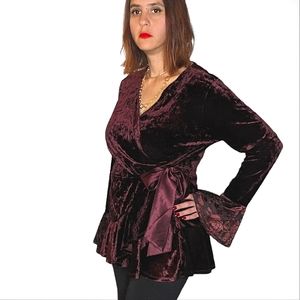 SPENSE Velvet Faux Wrap Tunic Top ~ NWT